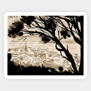 Landscape with foreground trees Sticker